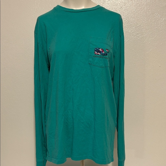Vineyard Vines Teal Shirt with Floral Whale sz small - Picture 2 of 7